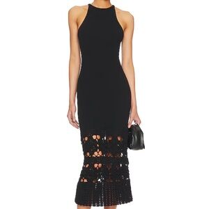 Tularosa Black Crochet Midi Dress  NWT